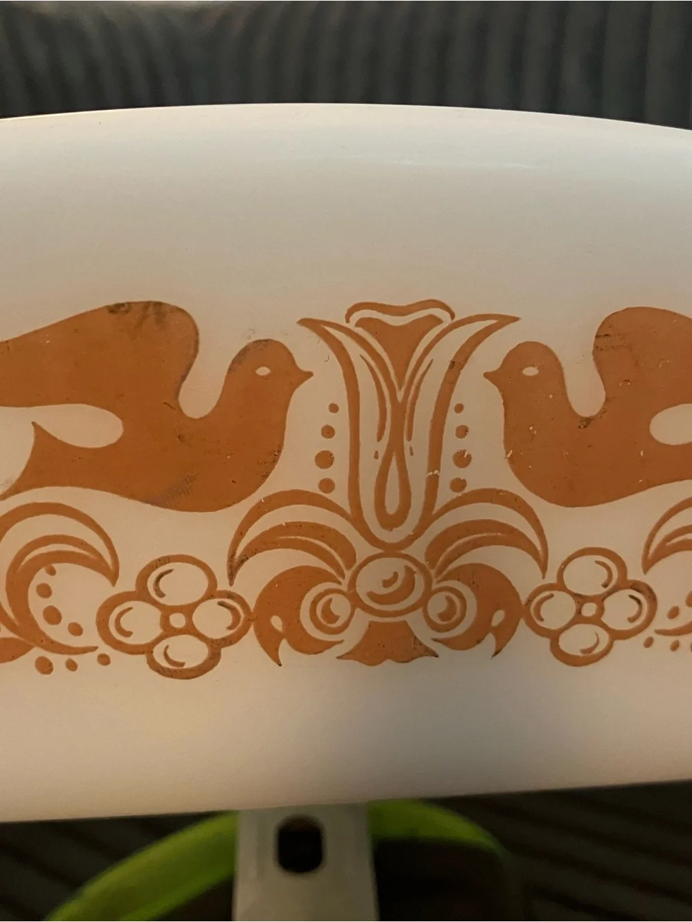 Vintage Jeannette Glasbake Cornucopia Lovebirds Milk Glass Divided Casserole